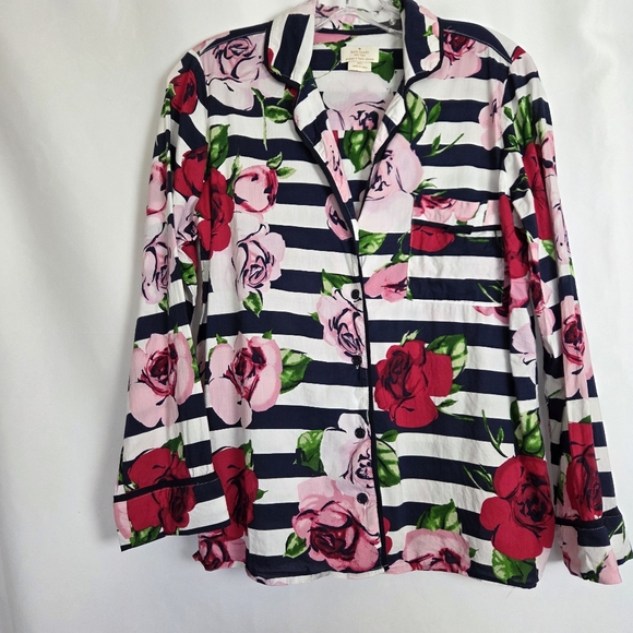 Kate Spade Dream A Little Dream Rose Striped Floral Pajama Set Small - Picture 3 of 16